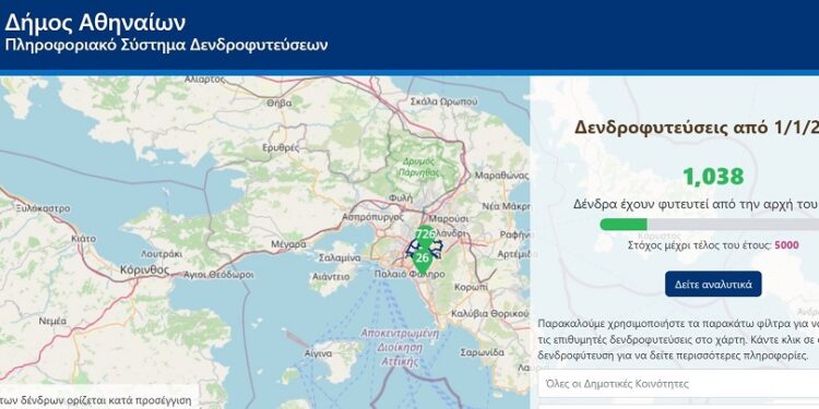 Oι δενδροφυτεύσεις του Δήμου Αθηναίων σε διαδραστικό χάρτη