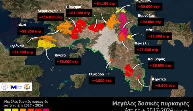 700.000 στρέμματα δάσους έγιναν στάχτη σε 8 χρόνια στην Αττική